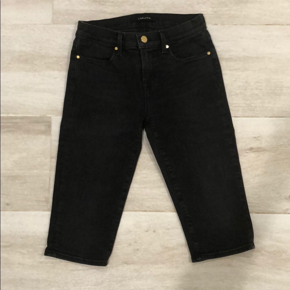 Knee length black j brand jeans material